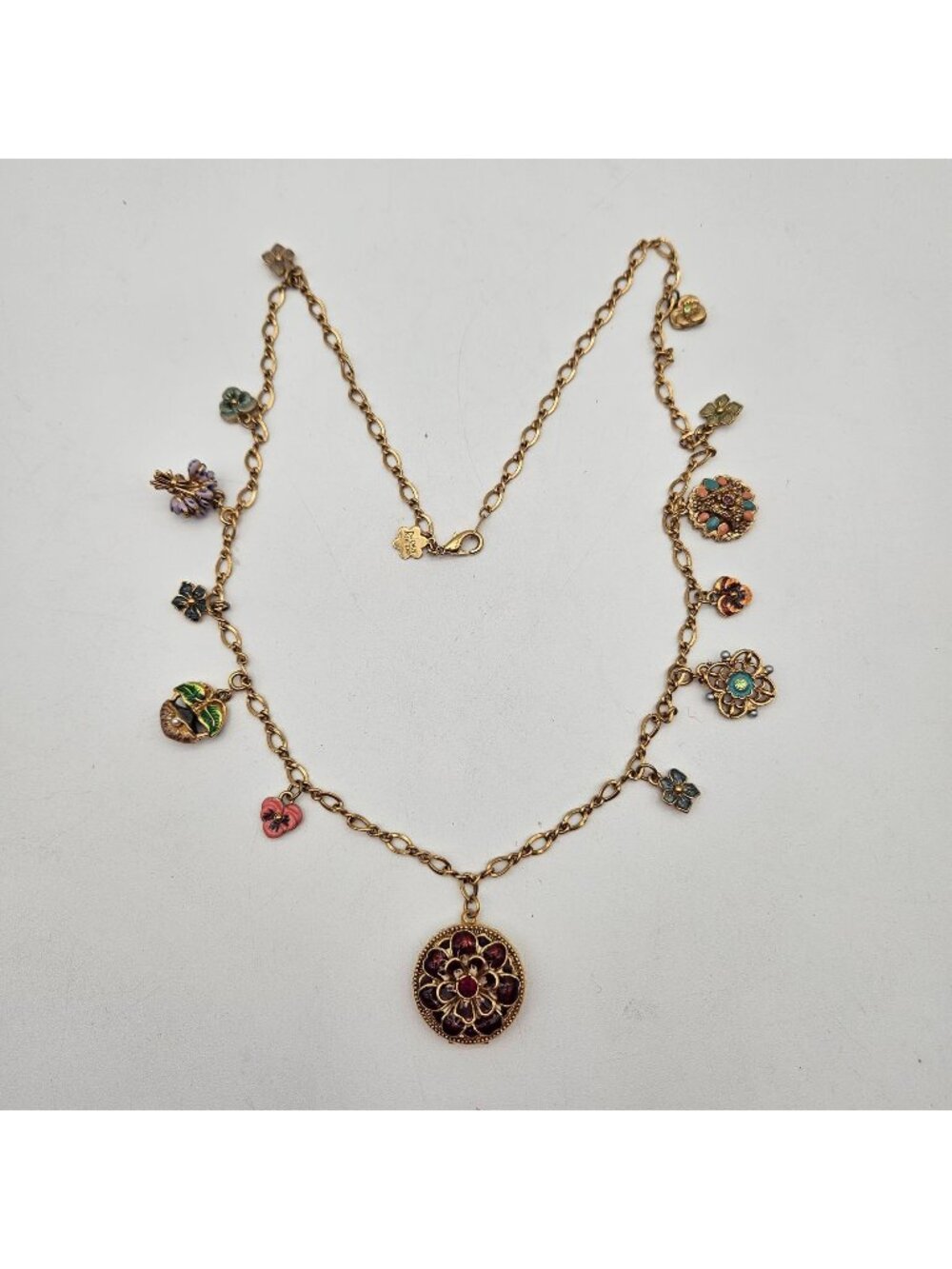 Joan Rivers Victorian Language of Flowers Charm Locket Pendant Necklace